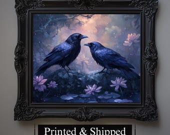 Raven Couple Fine Art Print | Dark Academia Gothic Home Decor