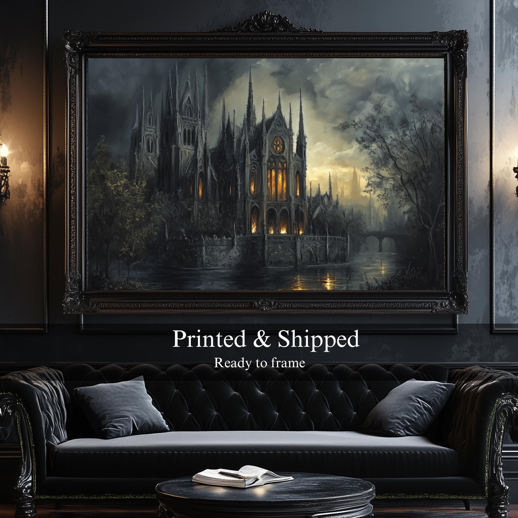 Gothic Vampire Castle Wall Art Print | Dark Academia Victorian Decor - Etsy