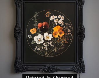 Floral Botanical Art Print | Dark Cottagecore Victorian Wall Decor