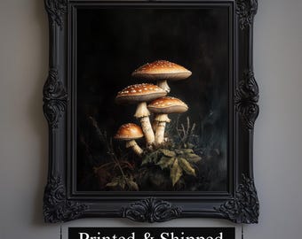 Botanical Mushroom Art Print | Vintage Cottagecore Wall Decor