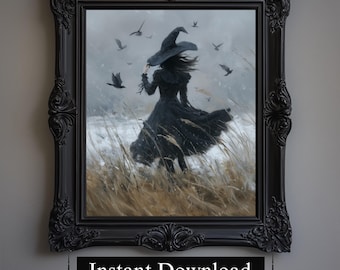 Victorian Witch Art Print, Gothic Home Decor (Downloadable)