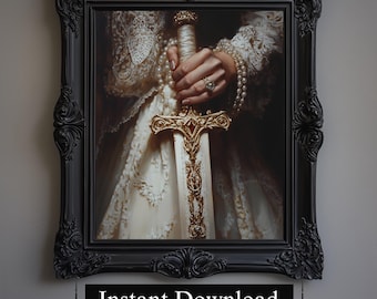 Victorian Woman Portrait, Dark Academia Wall Art (Digital Download)