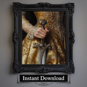 Victorian Lady Painting, Printable Dark Academia Baroque Wall Art, Downloadable Moody Victorian Print, Rustic Gothic Decor, Victorian Print
