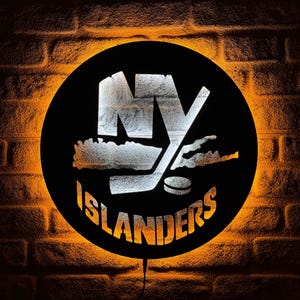 New York Islanders Led Lighted Sign , Christmas Gift Ny Islanders Ice Hockey Team Wall Decor, Ice Hockey Fans Gift