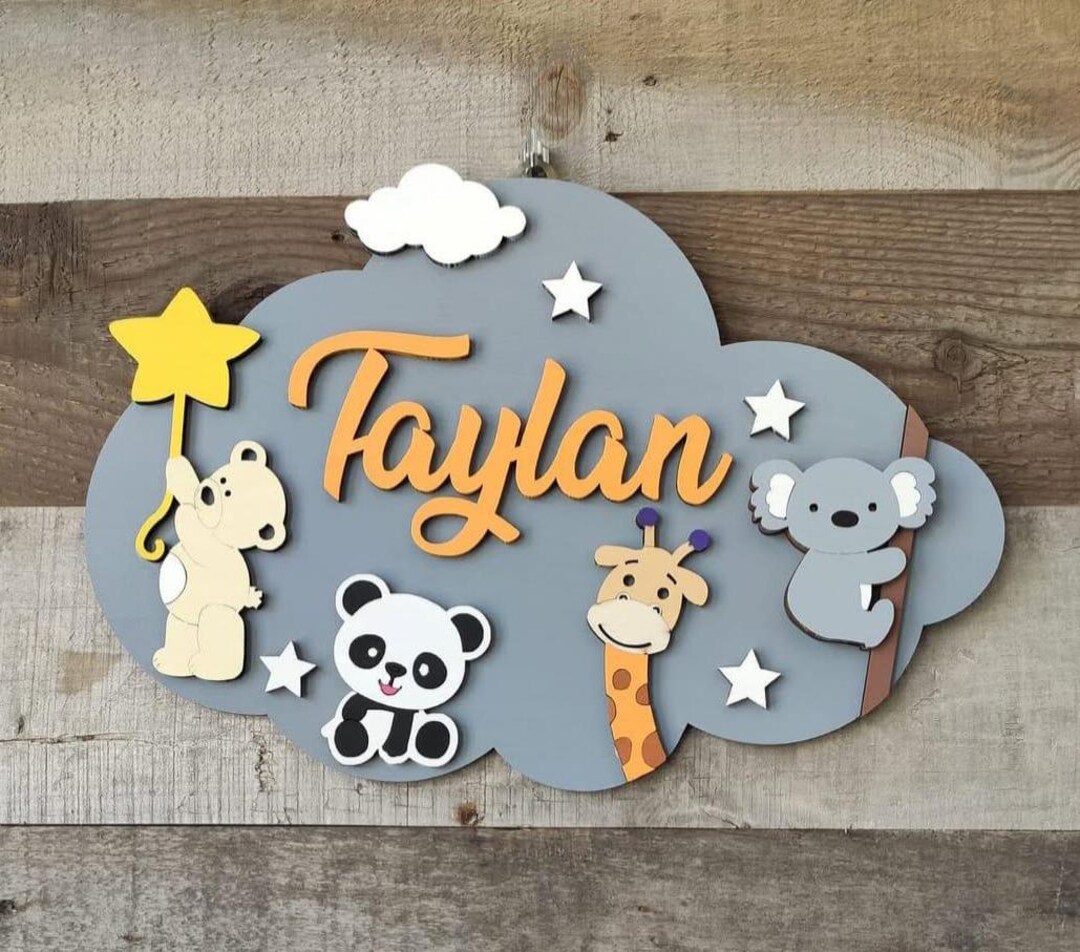 Personalized Baby Name Door Sign - Custom Nursery Decor - Handmade ...