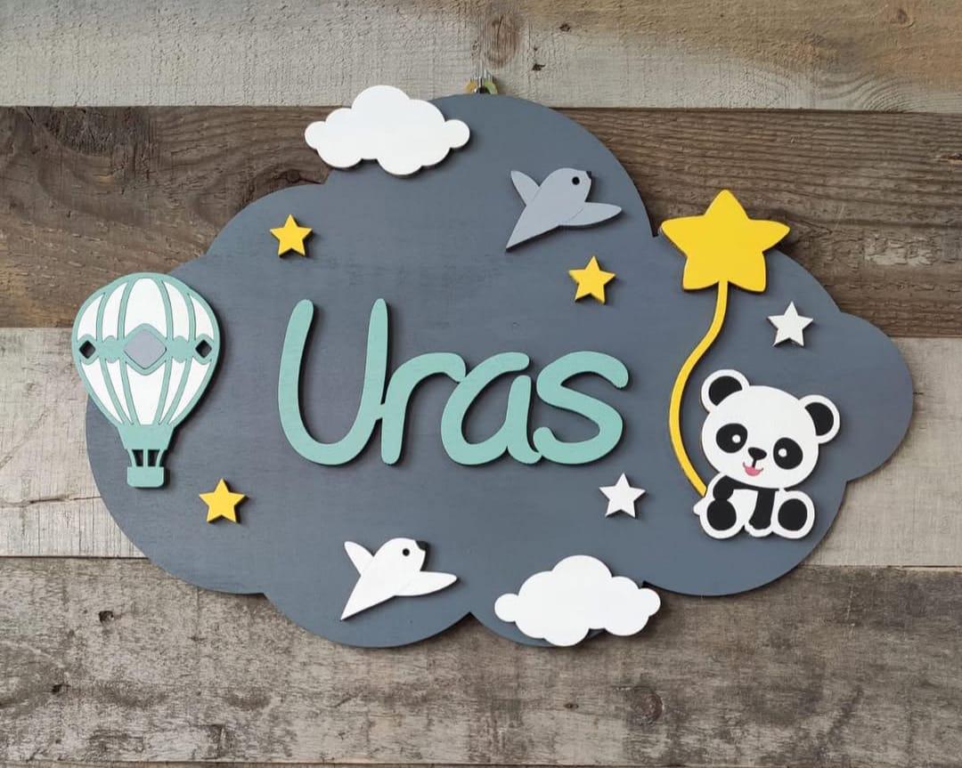 Personalized Wooden Name Sign - Custom Nursery Door Hanger - Baby ...