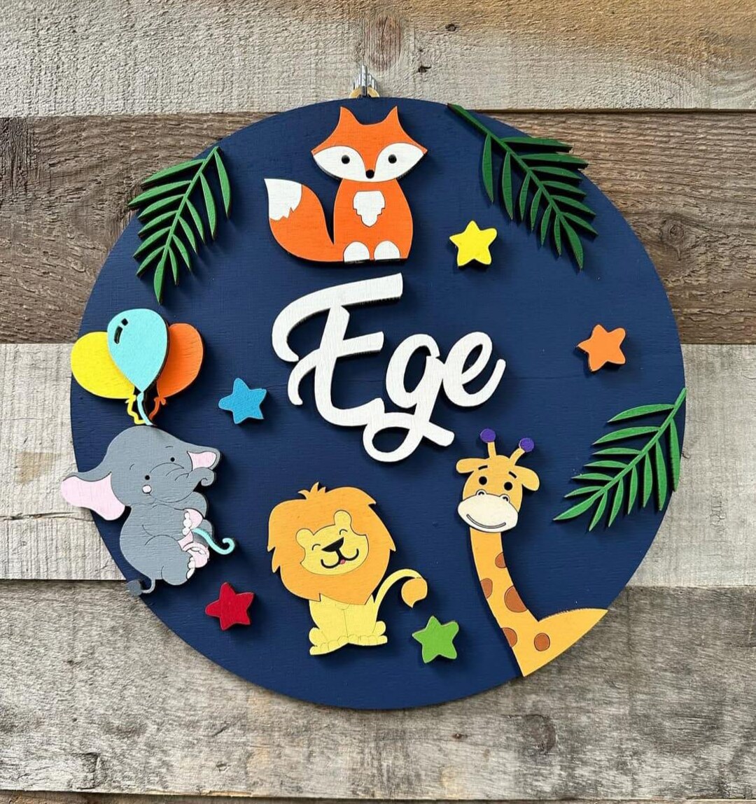 Personalized Kids Room Sign - Wooden Name Plate - Handmade Baby Door ...