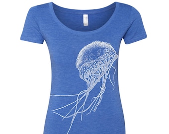 Womens JELLYFISH TriBlend Scoop Neck Tee - T Shirt S M L XL XXL (+ Colors)