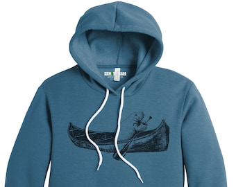 Unisex Pullover Hoody MANATEE (in a Canoe) Soft Fleece Sweatshirt screen printed (More Colors)