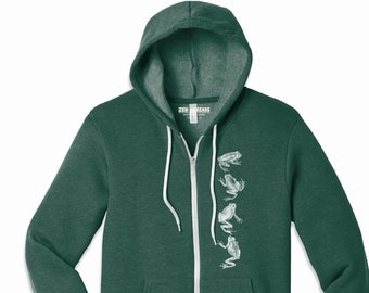 FROGS Classic Unisex Fleece Hoody Printed Zen Threads Bella Canvas mens women's zipper hoodie sweatshirt cute reptile theme apparel sweater