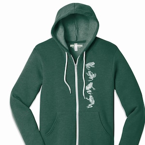 FROGS Classic Unisex Fleece Hoody Printed Zen Threads Bella Canvas mens women's zipper hoodie sweatshirt cute reptile theme apparel sweater