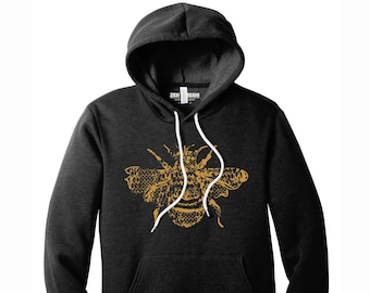 Unisex Honeycomb BEE Pullover Hoody Soft Fleece Sweatshirt Bella Canvas 3719 beekeeper flowering insect gardener gift apiary mens womens