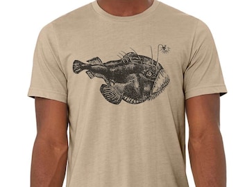 Mens ANGLER FISH T-Shirt custom color printed tee