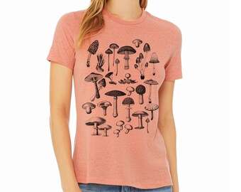 Womens Boyfriend Tee FUNGI Mushroom Collection relaxed jersey T-shirt Zen Threads + Bella Canvas 6400