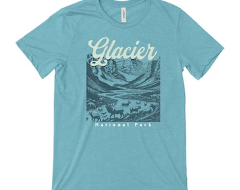 Glacier National Park T-Shirt: Unisex Bella Canvas Hiking Tee