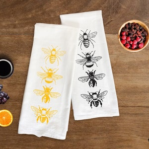 Large Flour Sack Towel BEES Stack Bar Kitchen Gift Organic Natural Cotton tea towel gift