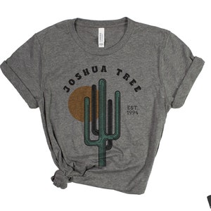 JOSHUA TREE Unisex mens women's Desert Cactus T Shirt National Park California custom color printed tee camping travel hiking