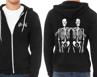 Unisex SKELETON Friends Cozy Fleece Full Zip Hoody hooded Sweatshirt (More Colors) Bella Canvas 3739