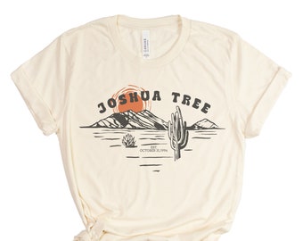 JOSHUA TREE Illustration Unisex mens women's Desert Cactus T Shirt National Park California custom color printed tee camping travel hiking