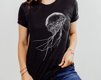 JELLYFISH Unisex T Shirt mens women's zen threads ocean sea life graphic tee eco friendly beach wear squid octopus biology aquarium gift