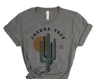 JOSHUA TREE Unisex mens women's Desert Cactus T Shirt National Park California custom color printed tee camping travel hiking