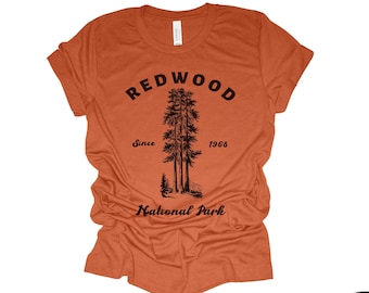 REDWOOD National Park Unisex mens women's T-Shirt custom color printed tee hiking camping travel national park forest landscape California