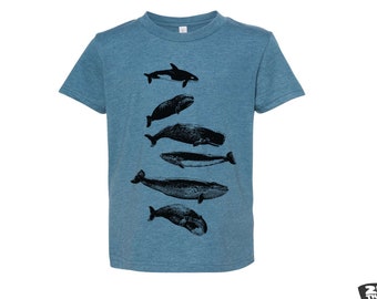 Kids WHALES Premium vintage soft Tee T-Shirt Fine Jersey T-Shirt +Colors youth toddler Florida orca killer humpback beluga ocean lover