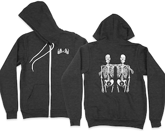 Skeleton Friends Fleece Zip Hoodie - Bella Canvas Unisex Sweatshirt