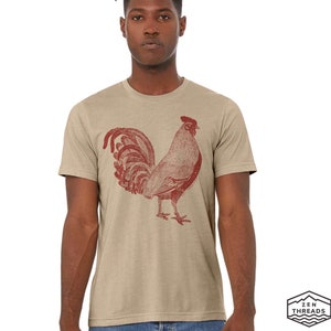 The Urban ROOSTER Unisex T-Shirt Bella Canvas mens women zen threads printed printed tee hen bird farming farmer garden henhouse gift funny Heather Tan