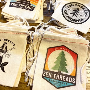 Custom Logo Drawstring Canvas Gift Bags + Favor Bags