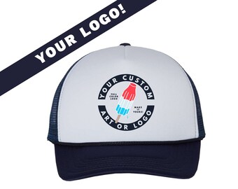 Custom Trucker Old school foam front mesh back unisex one size adjustable your logo printed full color team cap group matching wholesale