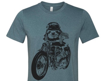 MOTO SLOTH Unisex T Shirt Bella Canvas mens women's custom color printed tee Costa Rica motorcycle bike cyclist motor