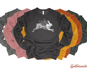 Flying Rabbit Fleece Crewneck: Unisex Soft Bella Canvas Sweatshirt