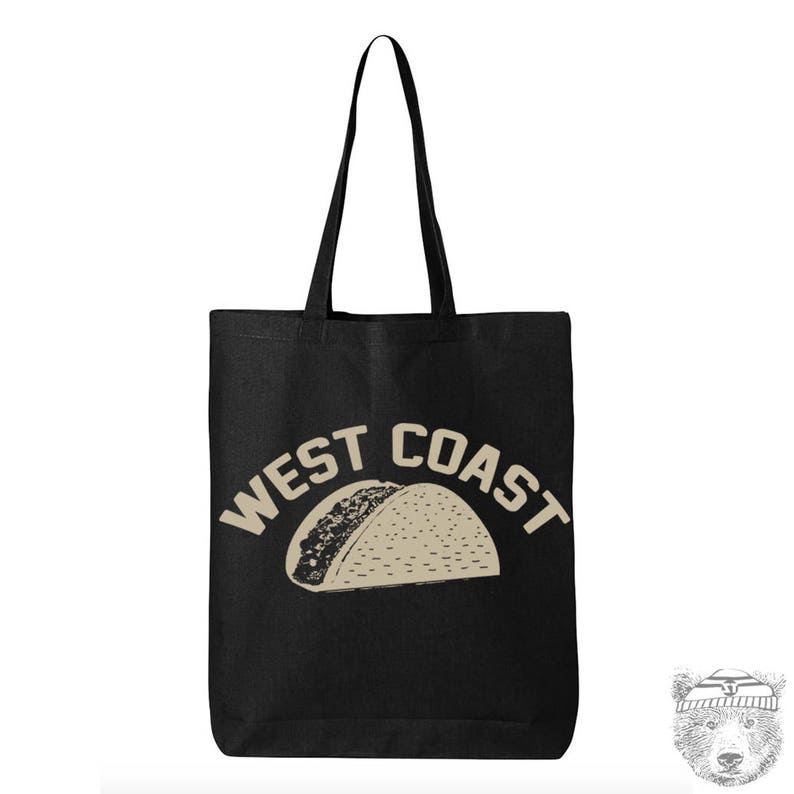 Hand Screen printed West Coast TACO Eco-Friendly Market Tote Bag Ships FREE!