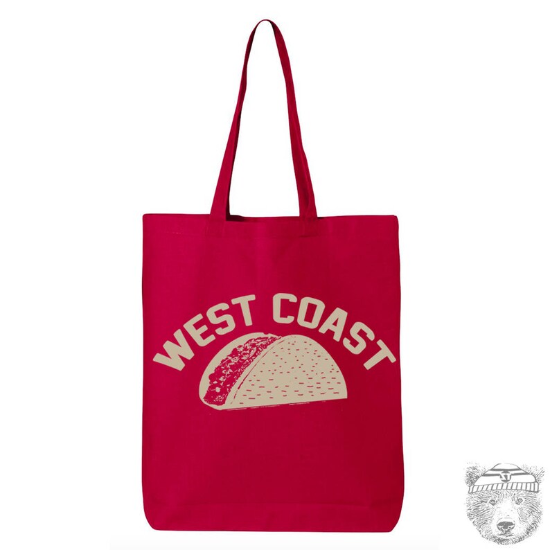 Hand Screen printed West Coast TACO Eco-Friendly Market Tote Bag Ships FREE!