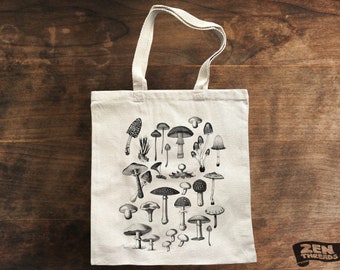 Mushrooms FUNGI Collection Eco-Friendly Market Tote Bag printed (Ships FREE!)