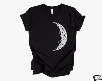 MOON Waxing Unisex Mens Women's T Shirt custom color printed tee solar system astronomy night stargazer astronomer galaxy planet gift shirt