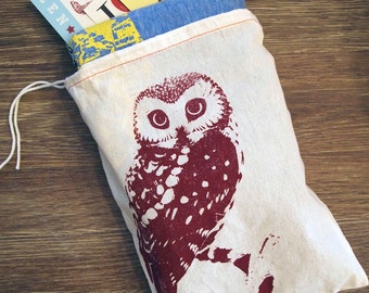 SET OF OWLS 8x11" Printed Drawstring Reusable Cotton Drawstring Bags gift wrap reusable birthday bag storage bag gift sack