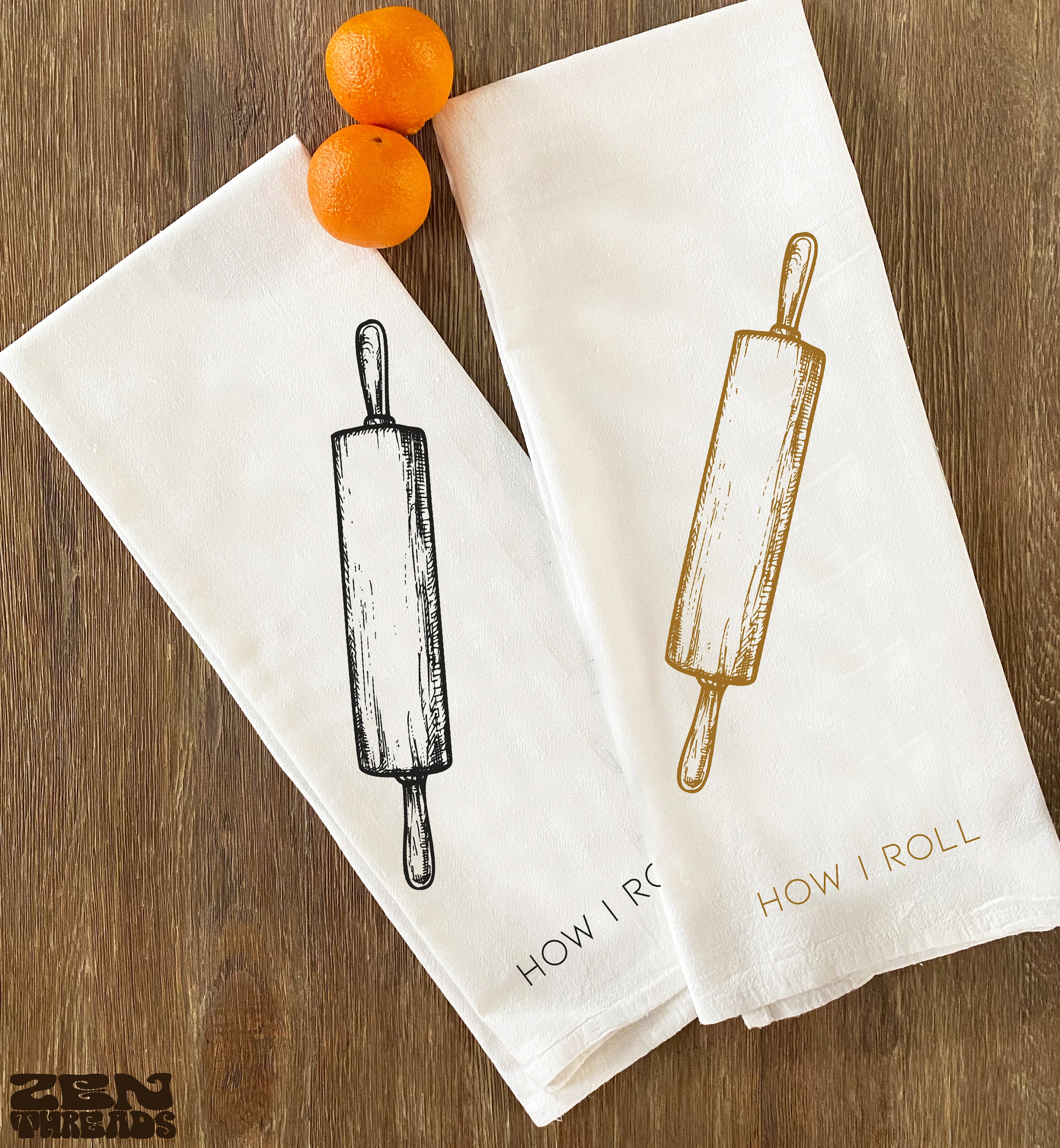 Flour Sack Kitchen Towels ROLLING PIN 28x33 Flour Sack Bar Natural Cotton tea towel gift funny tea towel