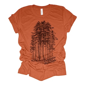 California REDWOODS National Park Unisex mens women's T-Shirt custom color printed tee hiking camping travel national park forest landscape