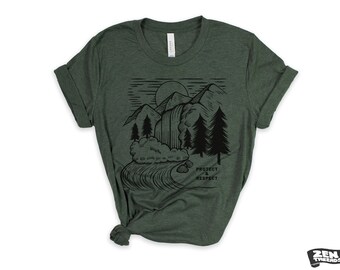 Paysage unisexe Bella toile parcs nationaux T-shirt eco doux imprimé tee hommes femmes aventure camping randonnée nature amoureux arbres cadeau