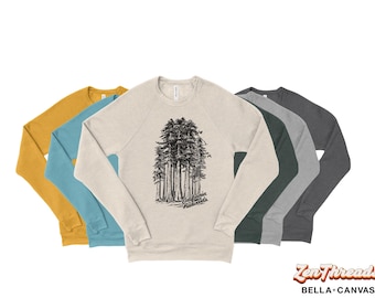 California Redwoods Fleece Crewneck Sweatshirt - Bella Canvas Zen Threads National Park Forest Gift