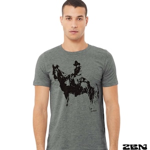 COWBOY and HORSE Unisex Bella Canvas mens women's Western design t-shirt custom color eco printed tee texas Australia Deep Heather