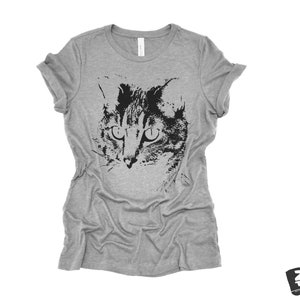 Womens CAT Feline T-Shirt Favorite Fit Tee vintage soft ladies fit house cat face relaxed boyfriend top ladies cat lady