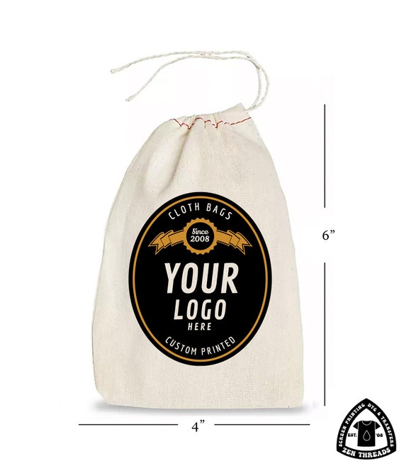 Set of 100 Personalized Cotton Shopping Bags With 1 Color Logo Print