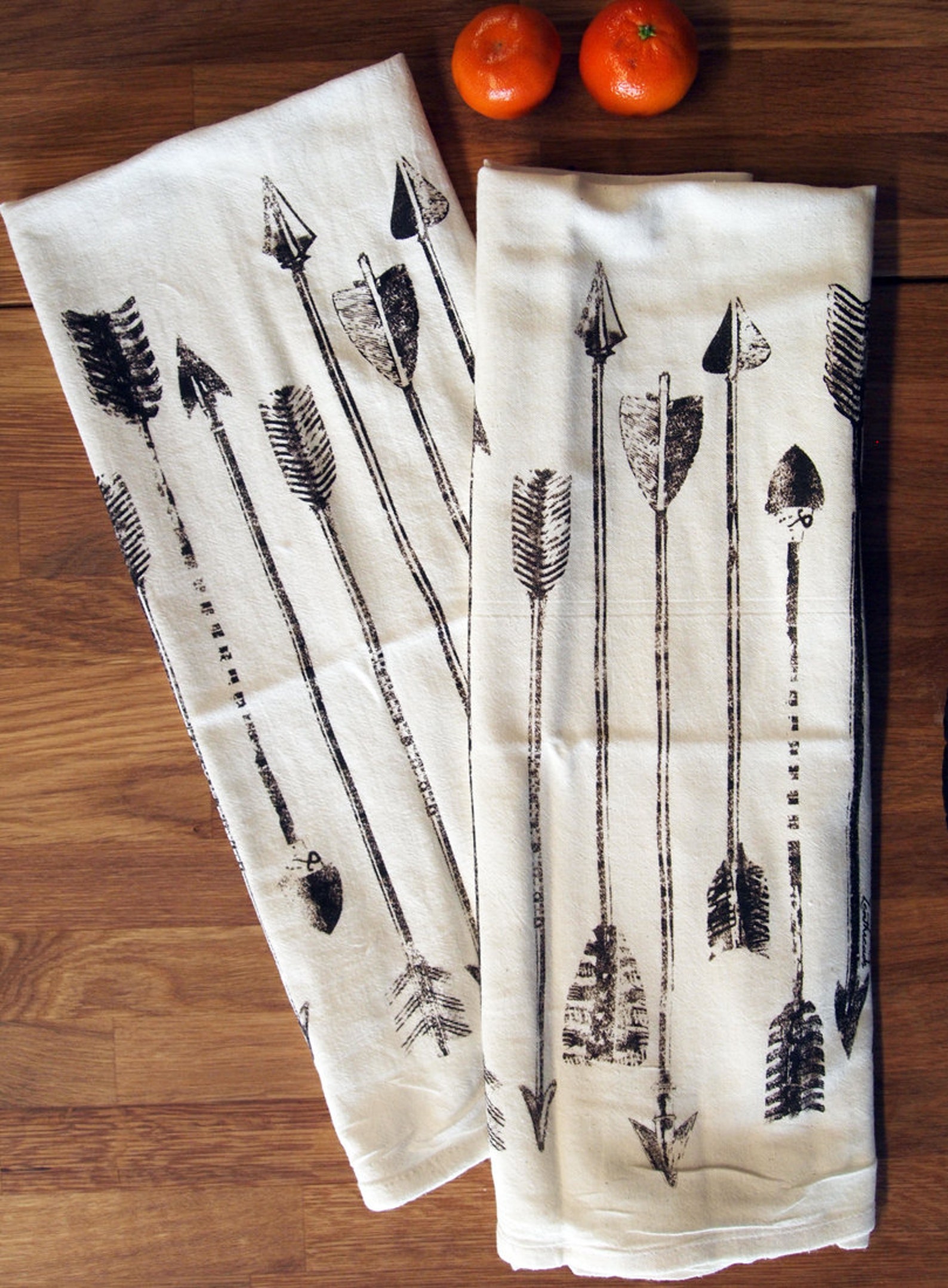 Set of 2 Towels ARROWS red or brown ink MultiPurpose Etsy