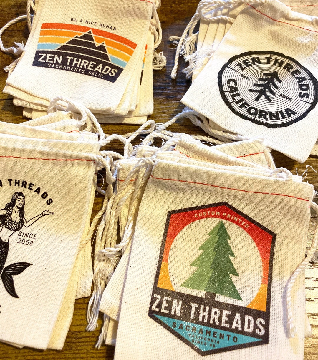 Your Custom Logo GIFT BAGS Bulk Printed, Small Natural Cotton Eco