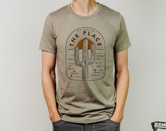 This Must Be The Place Unisex mens women's Desert Cactus T Shirt custom color printed tee