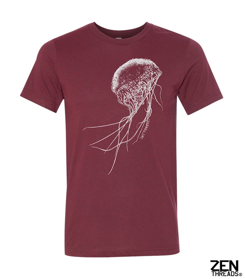 JELLYFISH Unisex T Shirt mens women's zen threads ocean sea life graphic tee eco friendly beach wear squid octopus biology aquarium gift Cardinal Heather