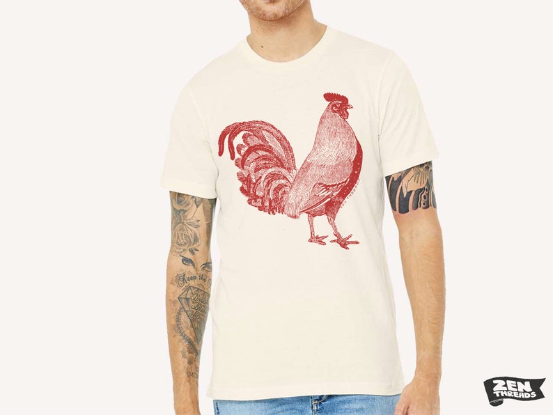 The Urban ROOSTER Unisex T-Shirt Bella Canvas mens women zen threads printed printed tee hen bird farming farmer garden henhouse gift funny image 4